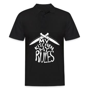 Chef my kitchen my rules cadeau cool cuisinier - Polo Homme - noir - Devant - Kai (181cm)