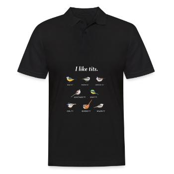 Ich mag Titten. | Lustiges Geschenk für Vogelbeobachtungsfans - Männer Poloshirt - Schwarz - Vorne - Kai (181cm)