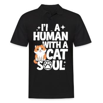 Chat Chats Amoureux Chat Propriétaire Chaton - Polo Homme - noir - Devant - Kai (181cm)