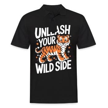 Tiger Tier Zoo Wildtier - Männer Poloshirt - Schwarz - Vorne - Kai (181cm)