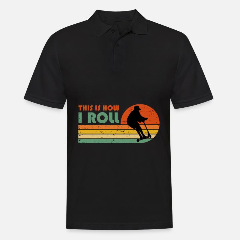 Scooter Roller Spruch Geschenk Rollen Kinder - Männer Poloshirt - Schwarz