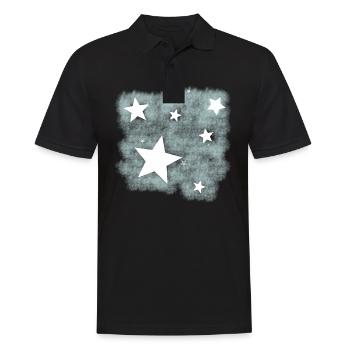 Sterne am Nachthimmel, Sternenhimmel. - Männer Poloshirt - Schwarz - Vorne - Kai (181cm)