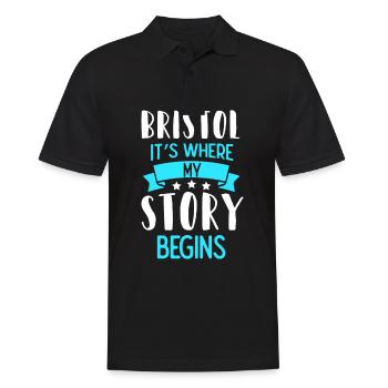 Spruch Bristol ist wo meine Geschichte beginnt. - Männer Poloshirt - Schwarz - Vorne - Kai (181cm)