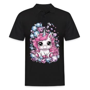 Süßes Kawaii Einhorn mit brillianten Farben - Männer Poloshirt - Schwarz - Vorne - Kai (181cm)