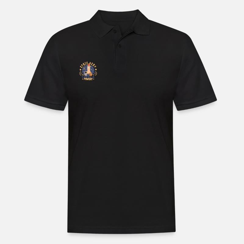 Astronaut mit Teddybär - Männer Poloshirt - Schwarz