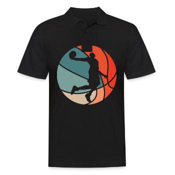 Basket rétro rétro basketteur - Polo Homme - noir - Devant - Kai (181cm)