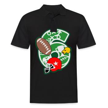 Fußball 6. Geburtstagsparty Nummer 6 - 6 Jahre - Männer Poloshirt - Schwarz - Vorne - Kai (181cm)