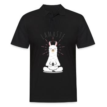 Llamaste | Kawaii Lama | Yoga Namaste Alpaca - Männer Poloshirt - Schwarz - Vorne - Kai (181cm)