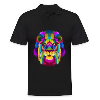 Lion lion head africa hipster abstract rainbow - Men's Polo Shirt - black - Front - Kai (181cm)