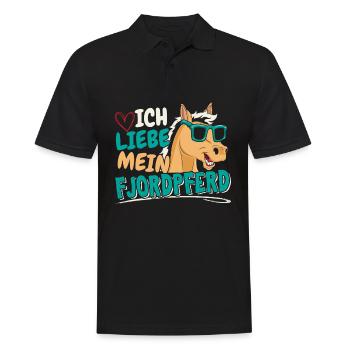 Norwegisches Fjordpferd | Norweger Pferd Liebe - Männer Poloshirt - Schwarz - Vorne - Kai (181cm)