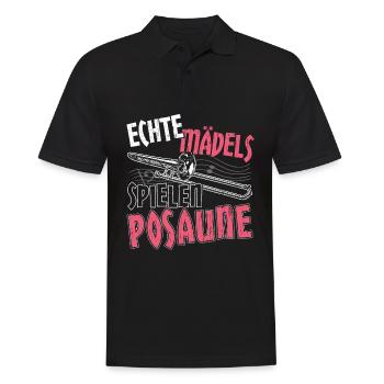 Posaunist | Posaune Geschenk für Posaunenspieler - Männer Poloshirt - Schwarz - Vorne - Kai (181cm)