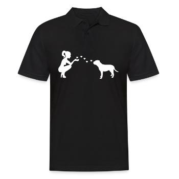 Old English Bulldog mit Frau - Männer Poloshirt - Schwarz - Vorne - Kai (181cm)
