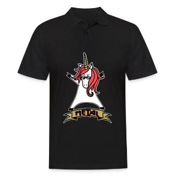 Metal Einhorn - Einhorn - Metal - Musik - Männer Poloshirt - Schwarz - Vorne - Kai (181cm)