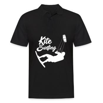 Kite surfeur sur pied - couleur bleu - Polo Homme - noir - Devant - Kai (181cm)