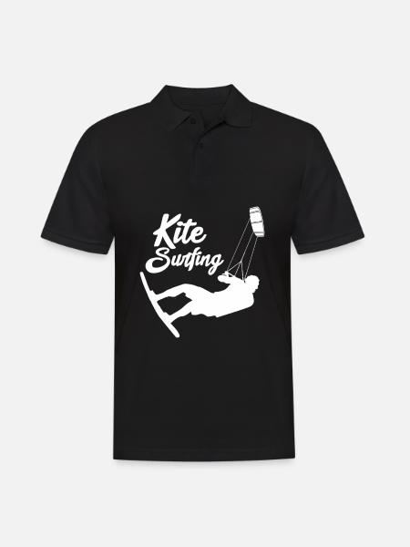 Kite Surfer am Stand - Blue Colour - Männer Poloshirt - Schwarz