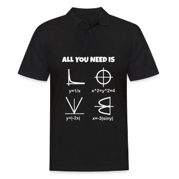 Amour, maths - le cœur sous forme de formule et de graphique - Polo Homme - noir - Devant - Kai (181cm)