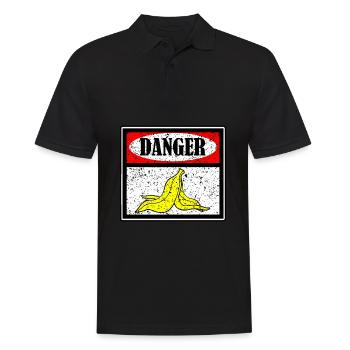 Danger Slippery Banana Banane - Männer Poloshirt - Schwarz - Vorne - Kai (181cm)