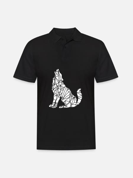 Geometric Wolf - Men's Polo Shirt - black