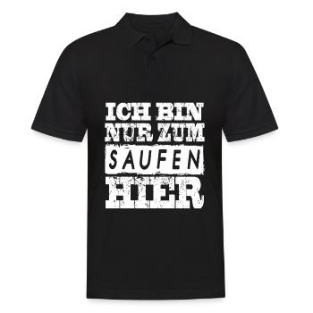 Ich bin nur zum Saufen hier - Männer Poloshirt - Schwarz - Vorne - Kai (181cm)