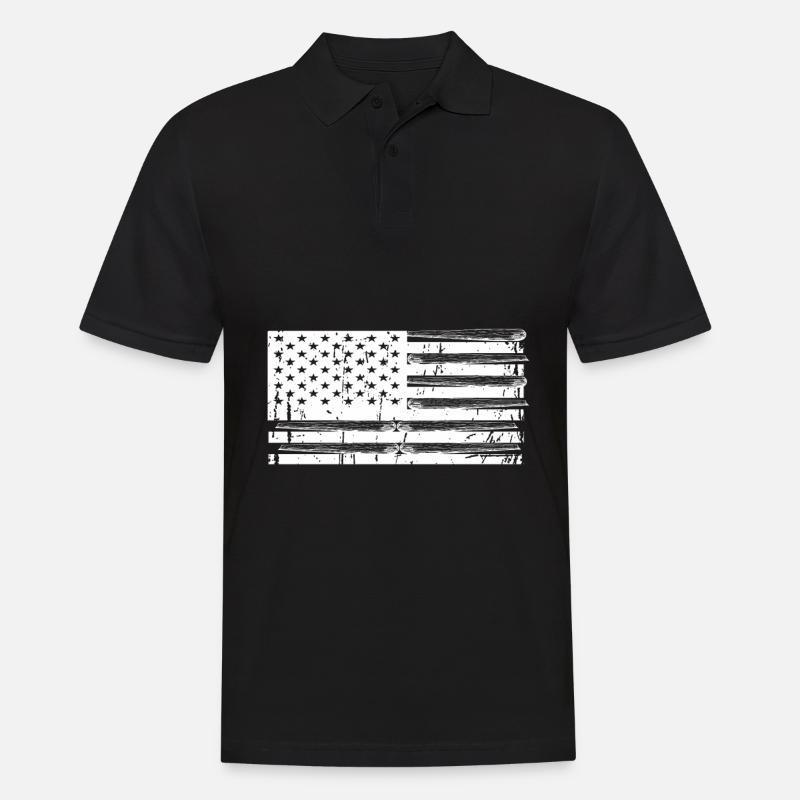 Drapeau américain de baseball - Polo Homme - noir