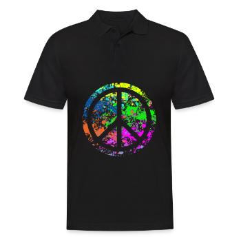 Peace - Farben - Männer Poloshirt - Schwarz - Vorne - Kai (181cm)