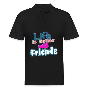 La vie est meilleure avec des amis - Polo Homme - noir - Devant - Kai (181cm)