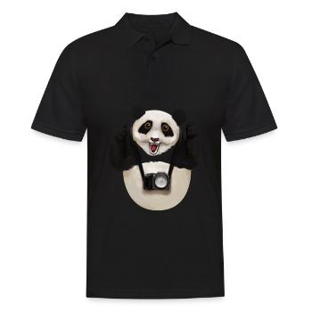 Panda Panda ours photographe Photo Cadeau Photo - Polo Homme - noir - Devant - Kai (181cm)
