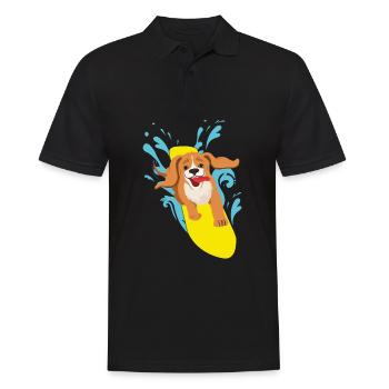 Surfen Hund Cocker Spaniel Surfer Surfing Geschenk - Männer Poloshirt - Schwarz - Vorne - Kai (181cm)