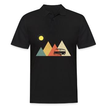 Retro Campervan Vintage Caravan Camping Van - Men's Polo Shirt - black - Front - Kai (181cm)