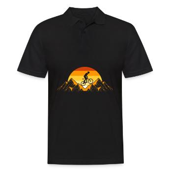 Mountainbike Geschenk I Fahrrad Mountain Bike MTB - Männer Poloshirt - Schwarz - Vorne - Kai (181cm)