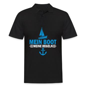 Segeln Boot Segelboot Geschenk I Kapitän Segler - Männer Poloshirt - Schwarz - Vorne - Kai (181cm)