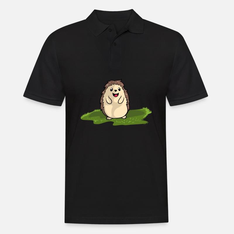 Igel - Männer Poloshirt - Schwarz