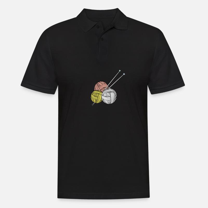 Stricken Handarbeit Garn - Männer Poloshirt - Schwarz