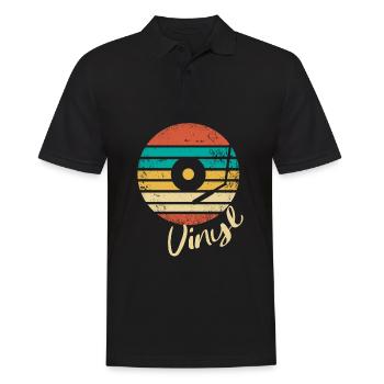 Vinyl record - Men's Polo Shirt - black - Front - Kai (181cm)