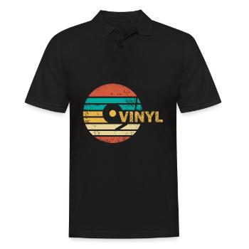 Vinyl record - Men's Polo Shirt - black - Front - Kai (181cm)
