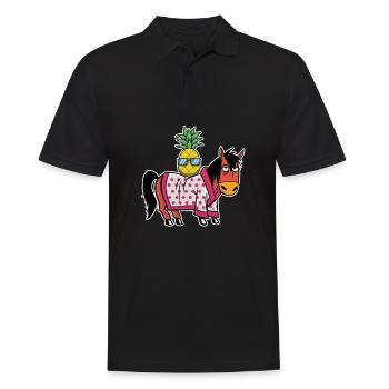 Ananas Hawaii Aloha Pferde Reiten - Männer Poloshirt - Schwarz - Vorne - Kai (181cm)