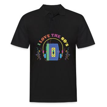 Retro 80s Era Vintage Eighties 80s - Men's Polo Shirt - black - Front - Kai (181cm)