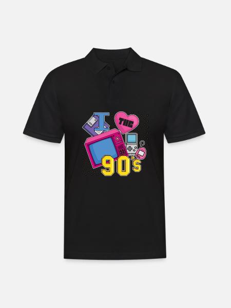 Rétro 90s l’époque Vintage 90 - Polo Homme - noir