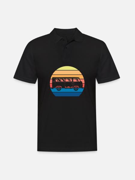 Retro Camper Bus Caravan Vintage Camper Bus - Männer Poloshirt - Schwarz