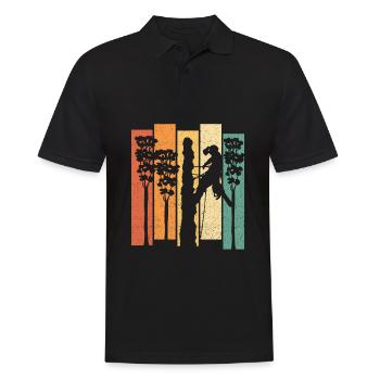 Retro Baumklettern Vintage Baumpfleger Arborist - Männer Poloshirt - Schwarz - Vorne - Kai (181cm)