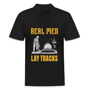Echte Kerle verlegen Schienen - Männer Poloshirt - Schwarz - Vorne - Kai (181cm)