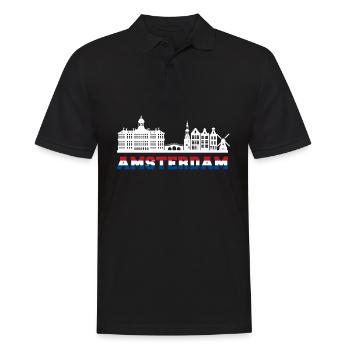 Amsterdam skyline Pays-Bas vacances - Polo Homme - noir - Devant - Kai (181cm)