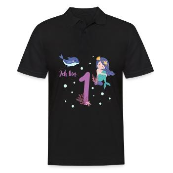 Meerjungfrau erster Geburtstag 1 Jahr Kindershirt - Männer Poloshirt - Schwarz - Vorne - Kai (181cm)