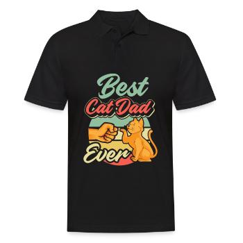 Best Cat Dad Ever Vintage Bester Katzen Papa Vater - Männer Poloshirt - Schwarz - Vorne - Kai (181cm)