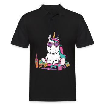 90 s 80 s costume de tenue de fête licorne - Polo Homme - noir - Devant - Kai (181cm)