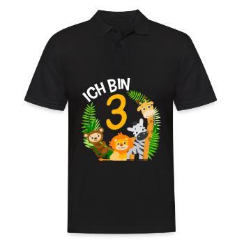 3rd birthday shirt jungle third - Men's Polo Shirt - black - Front - Kai (181cm)