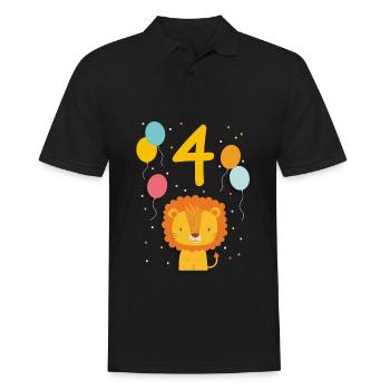 4. Geburtstag Geburtstagsshirt Löwe Vierter Geb - Männer Poloshirt - Schwarz - Vorne - Kai (181cm)