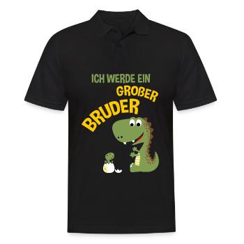 Ich Werde Ein Großer Bruder Dinosaurier Dino - Männer Poloshirt - Schwarz - Vorne - Kai (181cm)