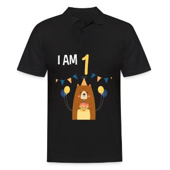 1er anniversaire chemise anniversaire ours 1 an - Polo Homme - noir - Devant - Kai (181cm)