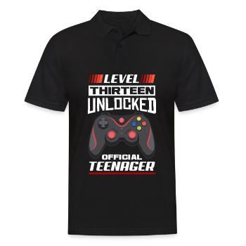 13e anniversaire garçon adolescent anniversaire gamer - Polo Homme - noir - Devant - Kai (181cm)